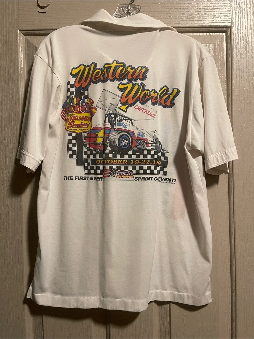 VTG 1988 Valvoline Western World Graphic Polo Shirt - White